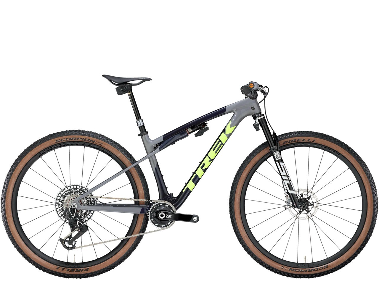 TREK Supercaliber SLR 9.9 Flight Attendant Gen 2 Navy Carbon Smoke Blue/Grey/Glowstick Green