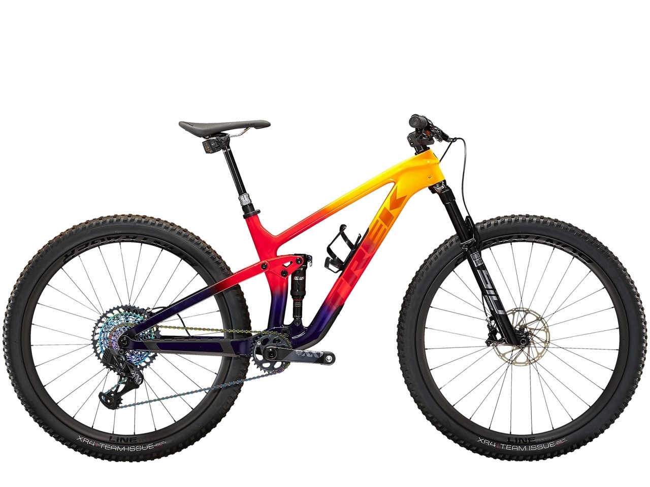 TREK Top Fuel 9.9 XX1 AXS Marigold to Red to Purple Abyss Fade